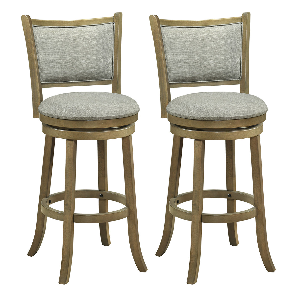 Swivel Bar Stools Set of 2, Upholstered Back - Large