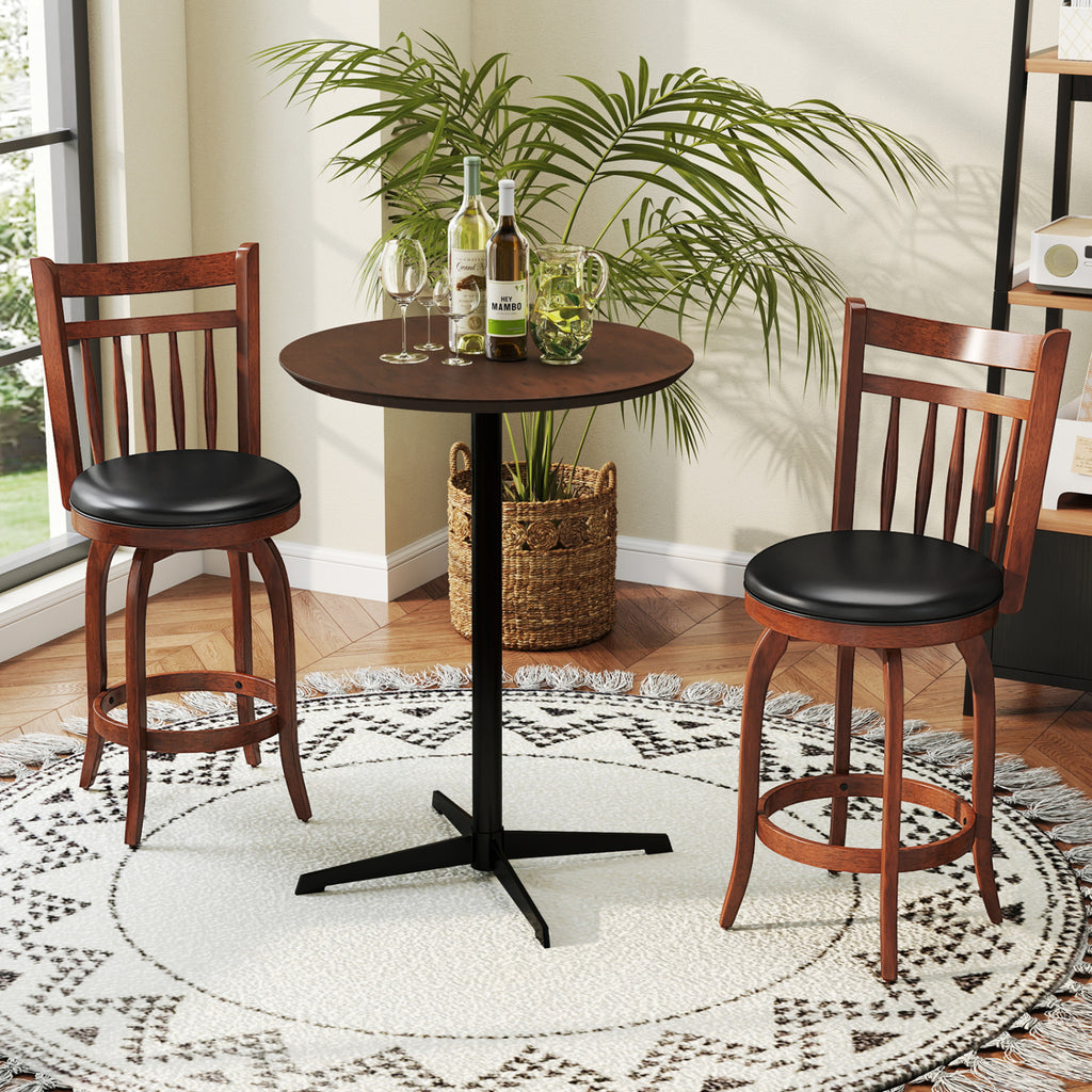 24" Counter Height Swivel Bar Stools Set of 2 - Faux Leather