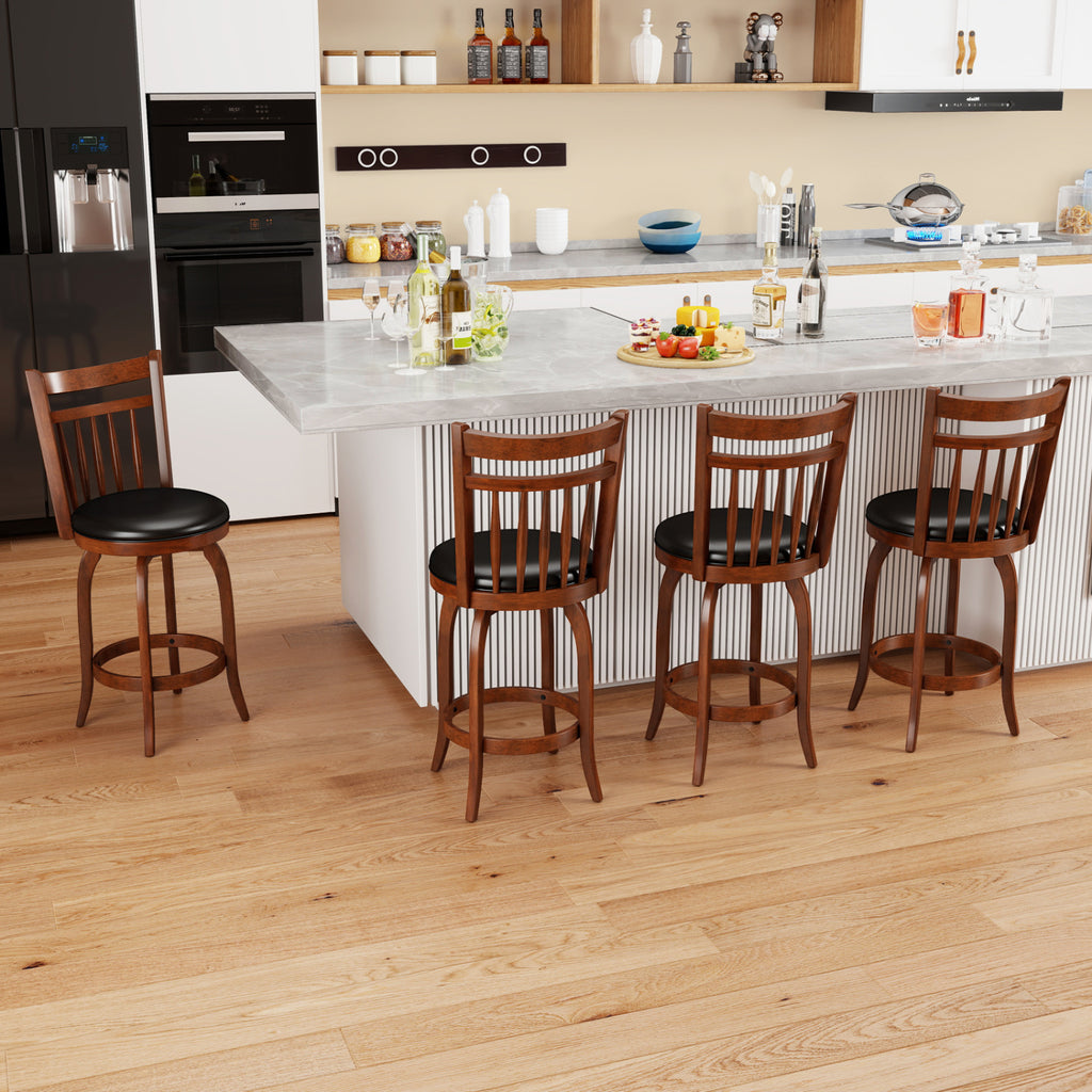 24" Counter Height Swivel Bar Stools Set of 2 - Faux Leather