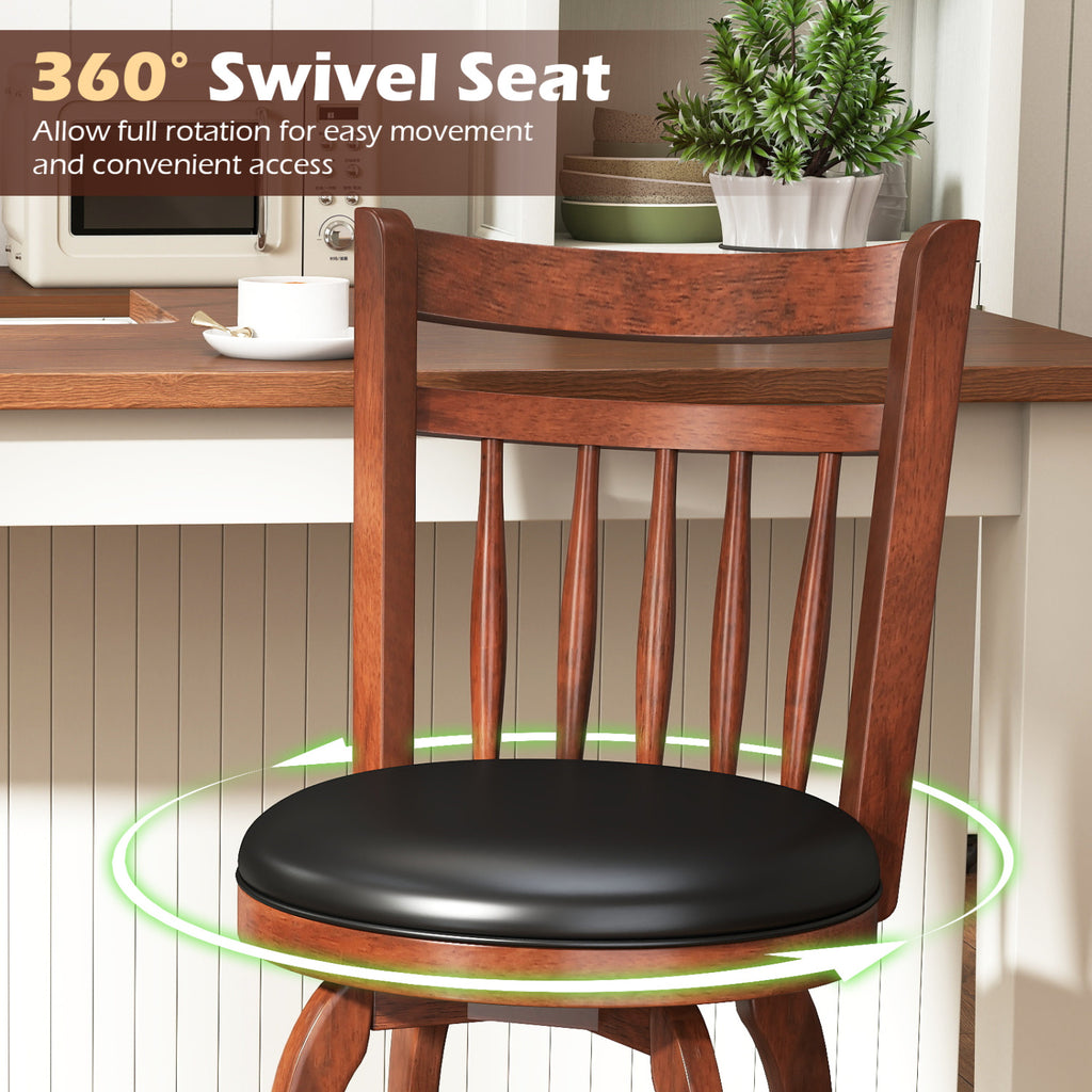 24" Counter Height Swivel Bar Stools Set of 2 - Faux Leather