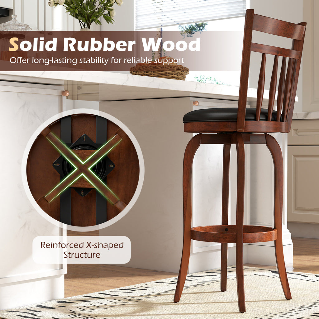 24" Counter Height Swivel Bar Stools Set of 2 - Faux Leather
