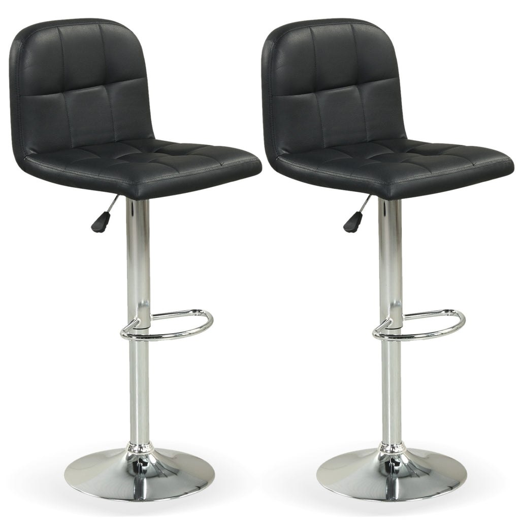 Swivel Bar Stools Set of 2 Adjustable Height – Horizontal Stripes, Black