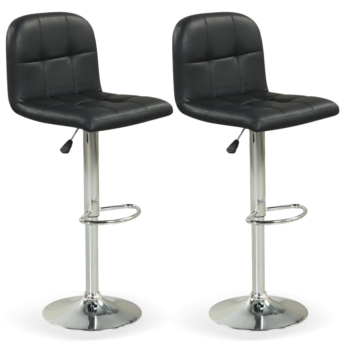 Swivel Bar Stools Set of 2 Adjustable Height – Horizontal Stripes, Black