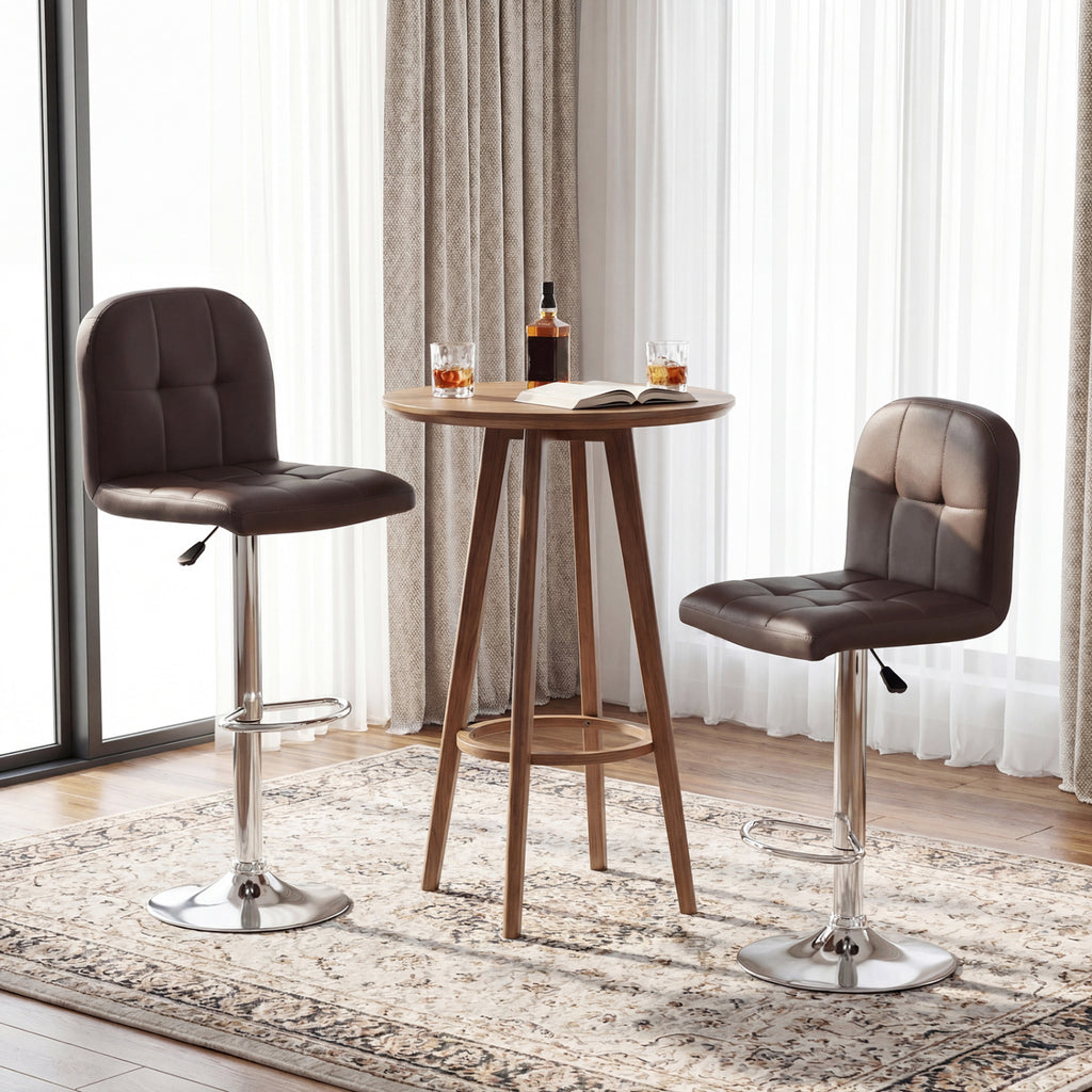 Swivel Bar Stools Set of 2 Adjustable Height – Horizontal Stripes, Black