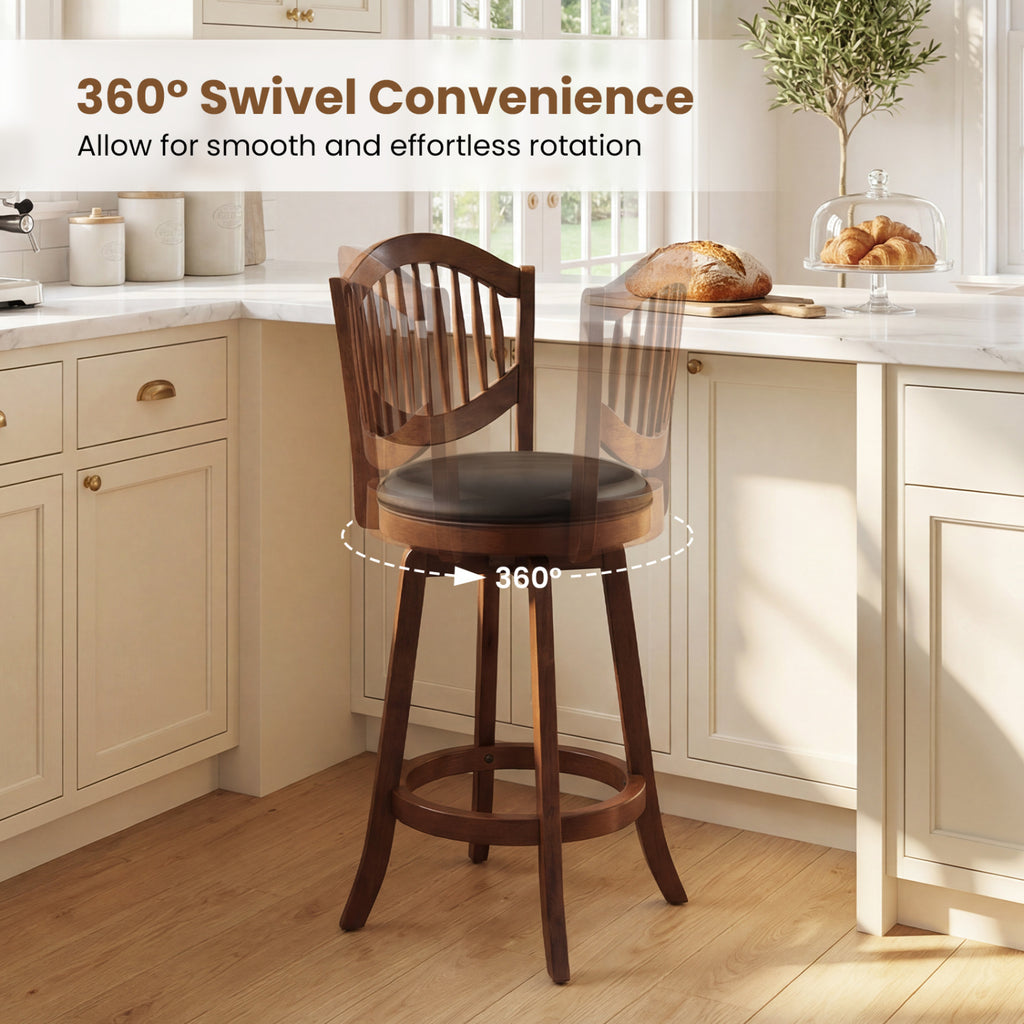 Bar Stools Set of 2 with Backrest, 25 Inch