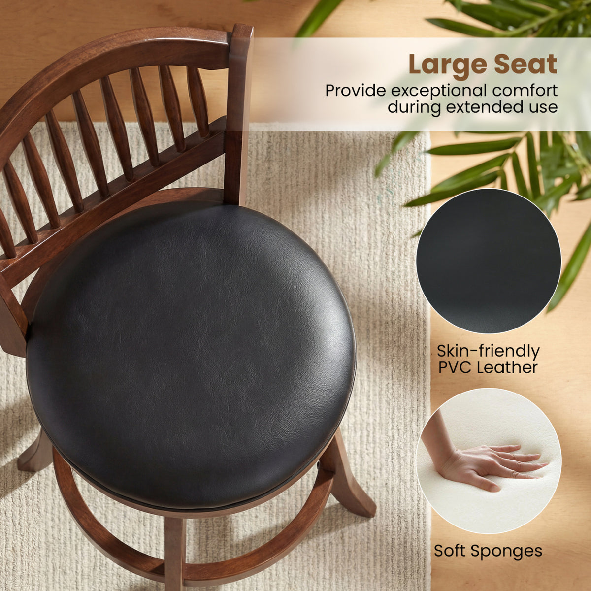 Bar Stools Set of 2 with Backrest, 25 Inch