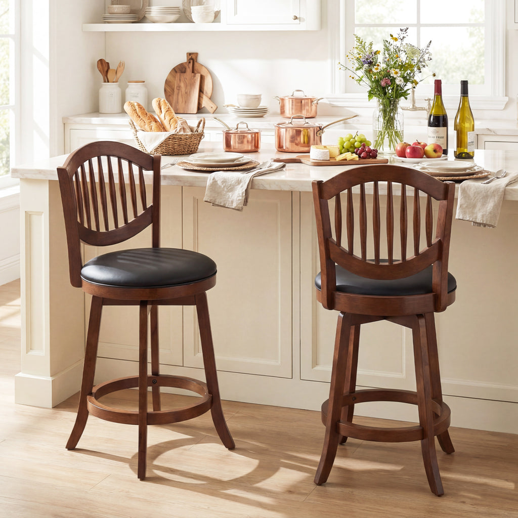 Bar Stools Set of 2 with Backrest, 25 Inch