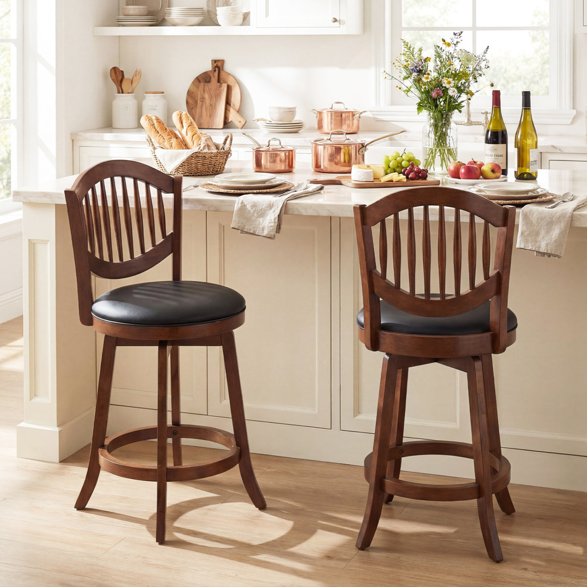 Bar Stools Set of 2 with Backrest, 25 Inch