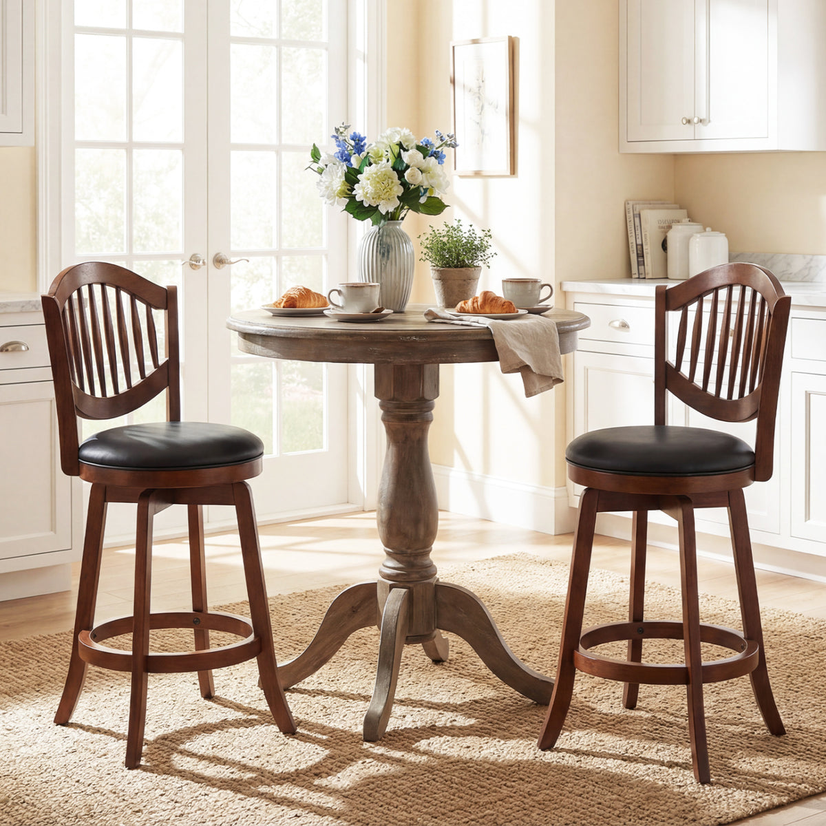 Bar Stools Set of 2 with Backrest, 25 Inch