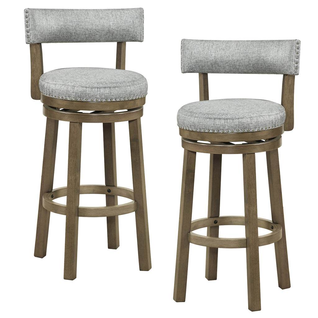 Swivel Bar Stools Set of 2 Linen Upholstered - 31.5 inches