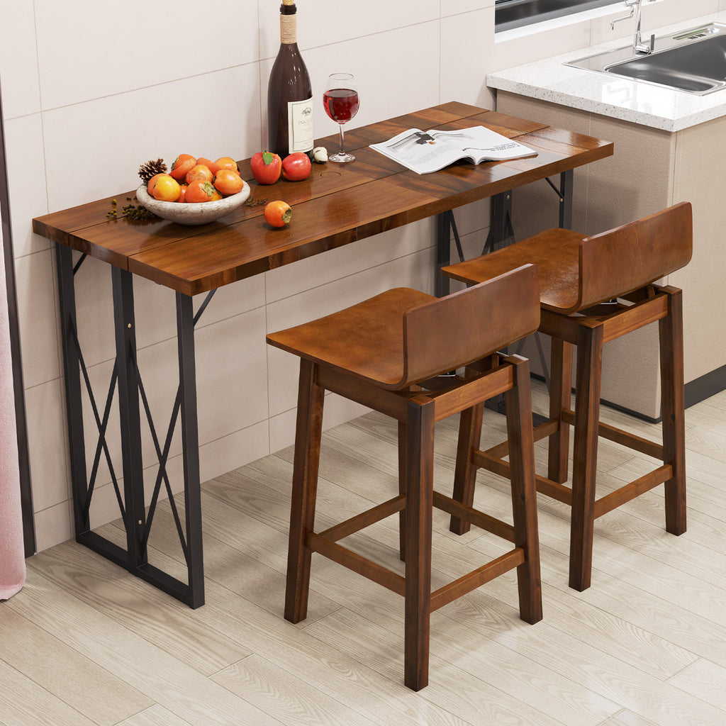 24.5" Swivel Bar Stools Set of 2, Walnut - Low Back