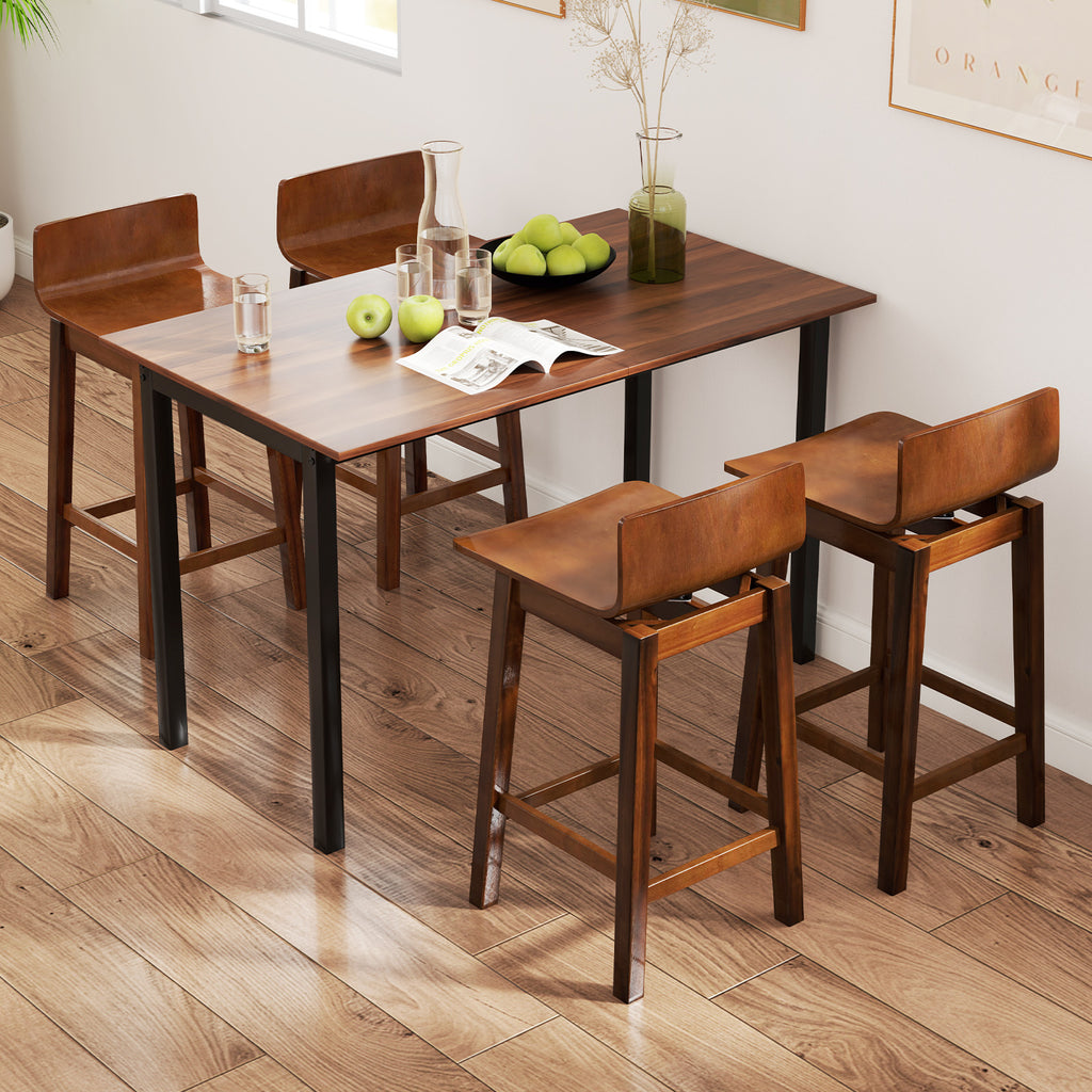 24.5" Swivel Bar Stools Set of 2, Walnut - Low Back
