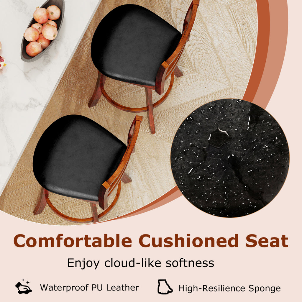 Swivel Barstools Set of 2 with Backrest and Footrest - 24 inches