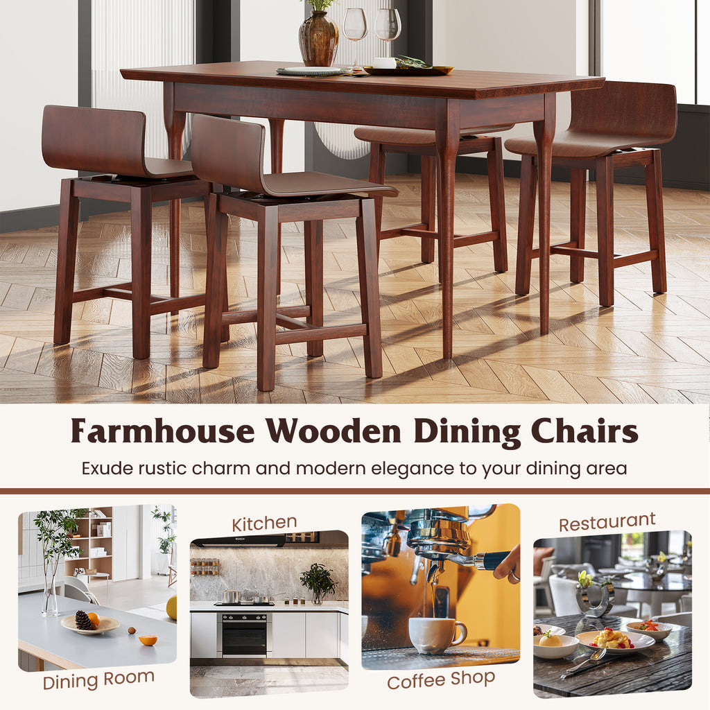 Swivel Dining Chair Set of 2, Low Back, Walnut