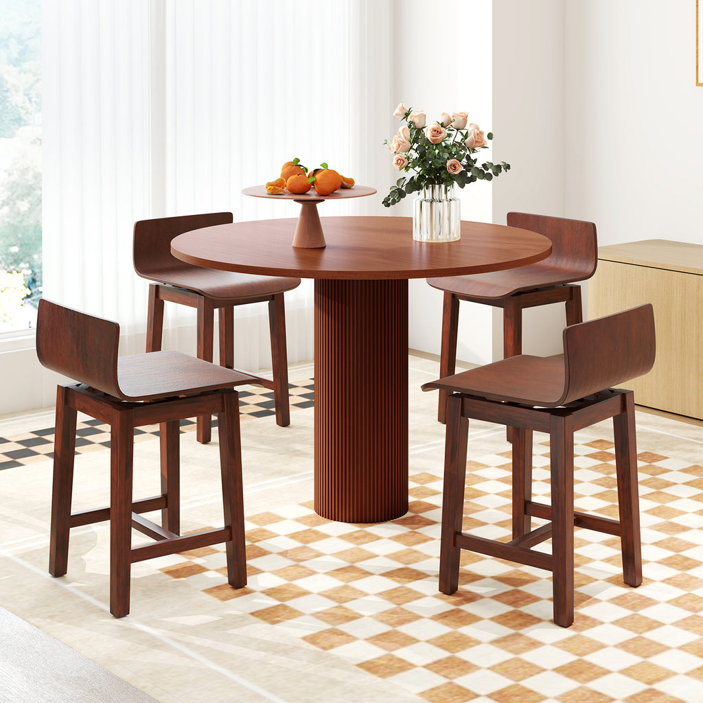 Swivel Dining Chair Set of 2, Low Back, Walnut
