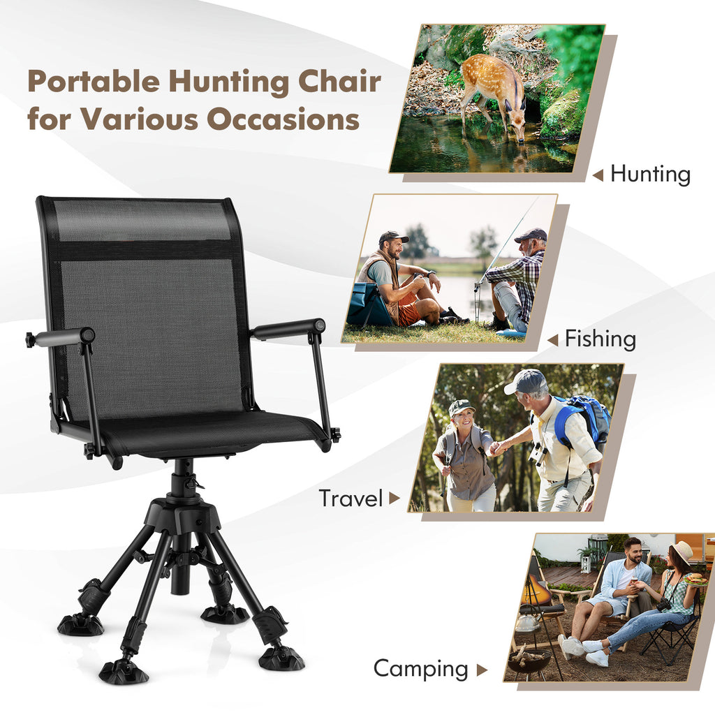 Folding Swivel Patio Chair with 4 Adjustable Leg