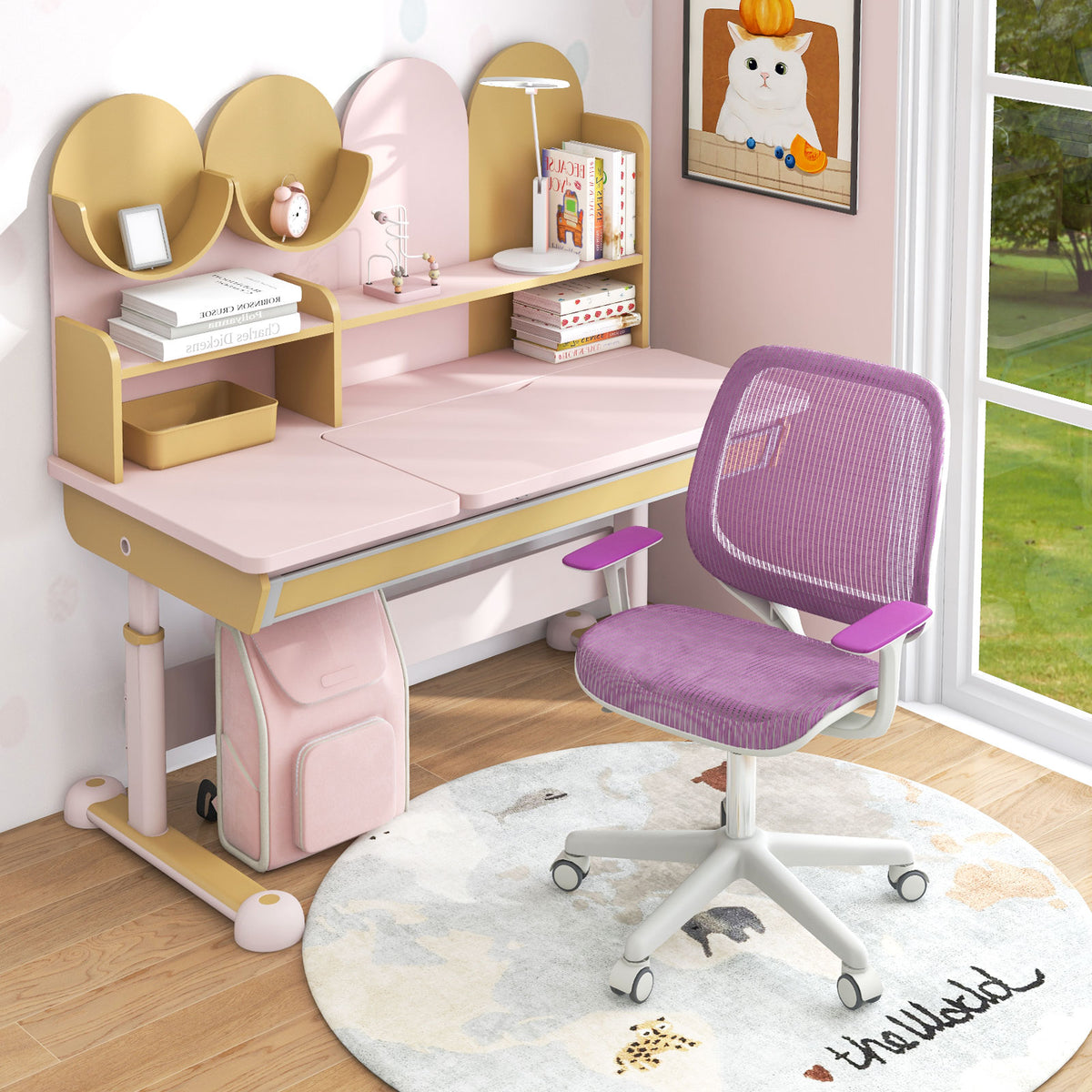 Kids' Swivel Mesh Computer Chair with Adjustable Height - Purple, 31.5-36"