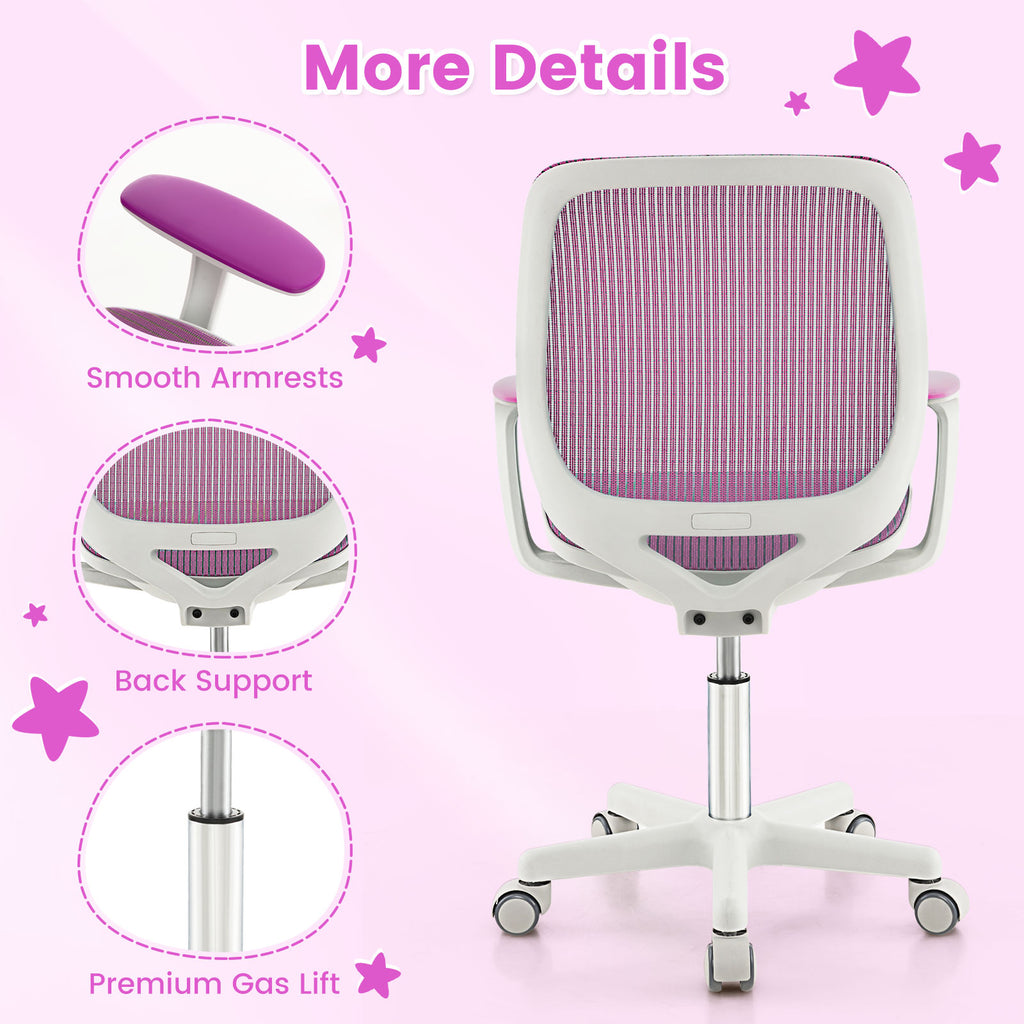 Kids' Swivel Mesh Computer Chair with Adjustable Height - Purple, 31.5-36"