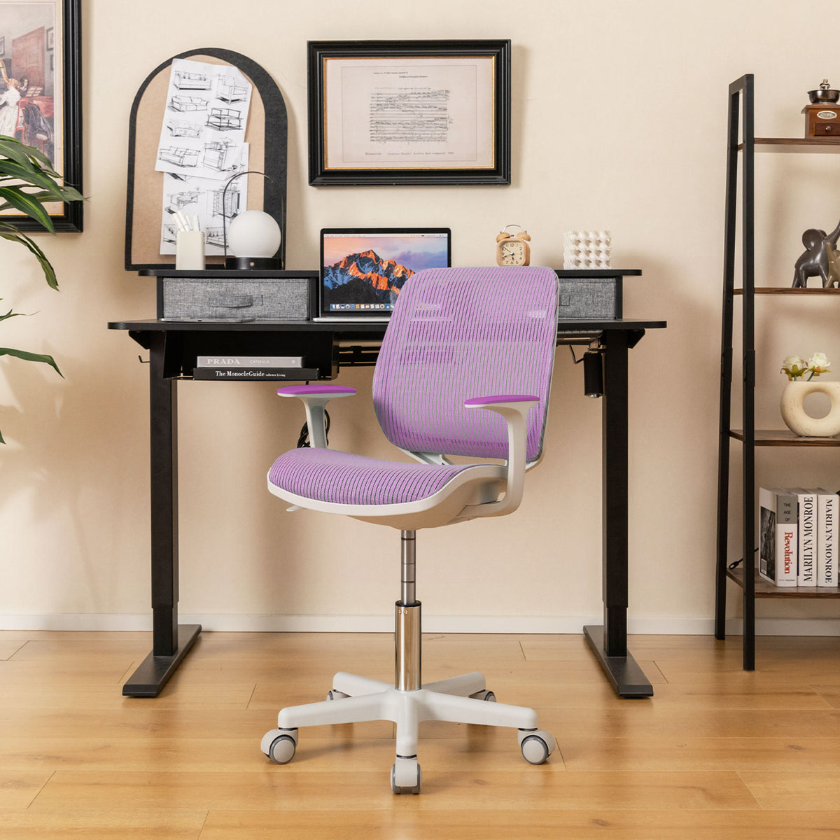 Kids' Swivel Mesh Computer Chair with Adjustable Height - Purple, 31.5-36"