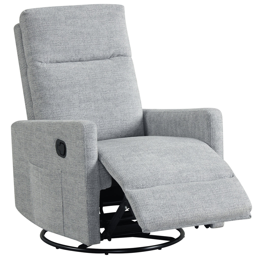Swivel Rocking Chair 360° Nursery Recliner with Padded Back - Gray