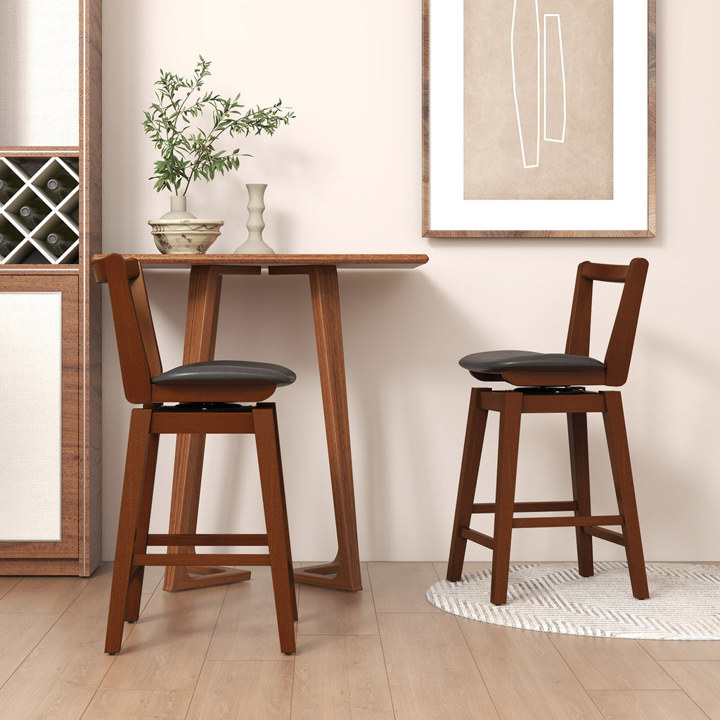 Swivel Upholstered PU Leather Bar Stool with Backrest – 30.5"