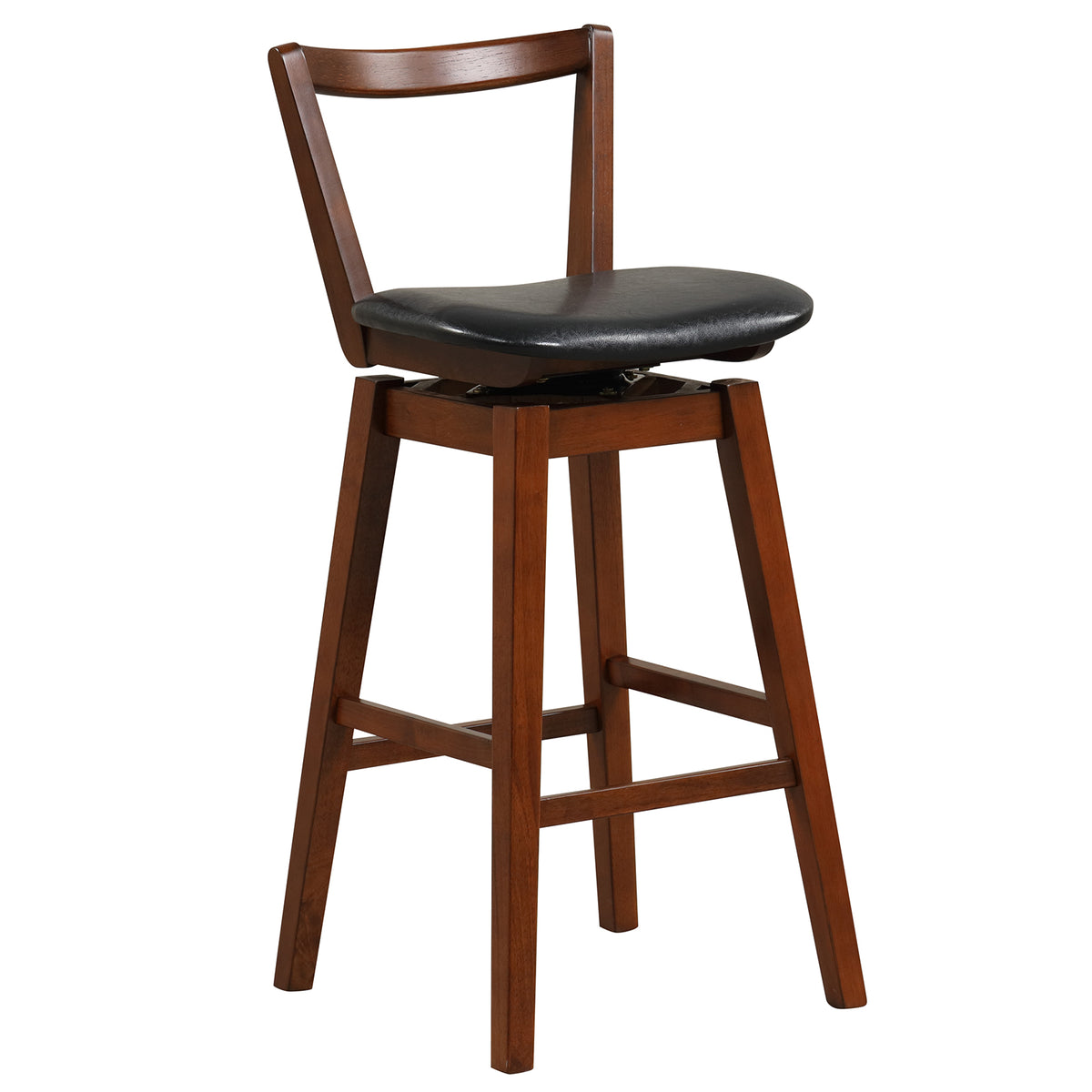 Swivel Upholstered PU Leather Bar Stool with Backrest – 30.5"