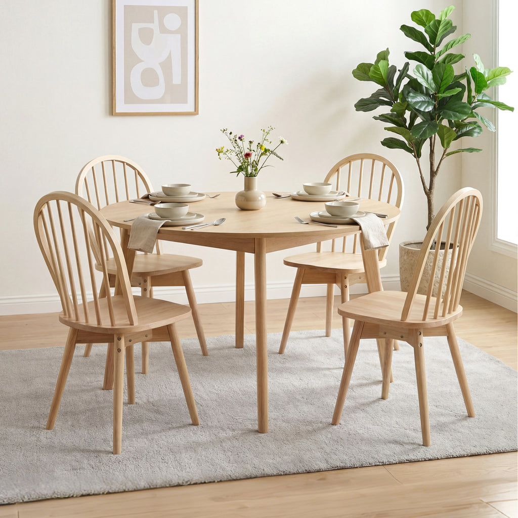 Swivel Windsor Dining Chairs Set of 4, Walnut