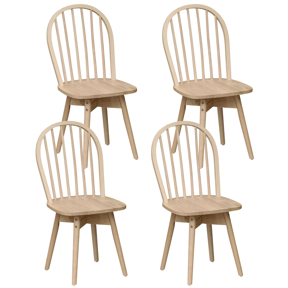Swivel Windsor Dining Chairs Set of 4, Walnut