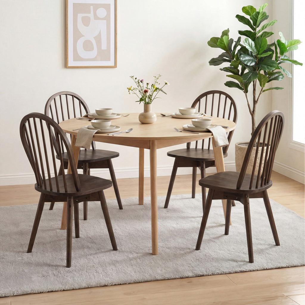 Swivel Windsor Dining Chairs Set of 4, Walnut