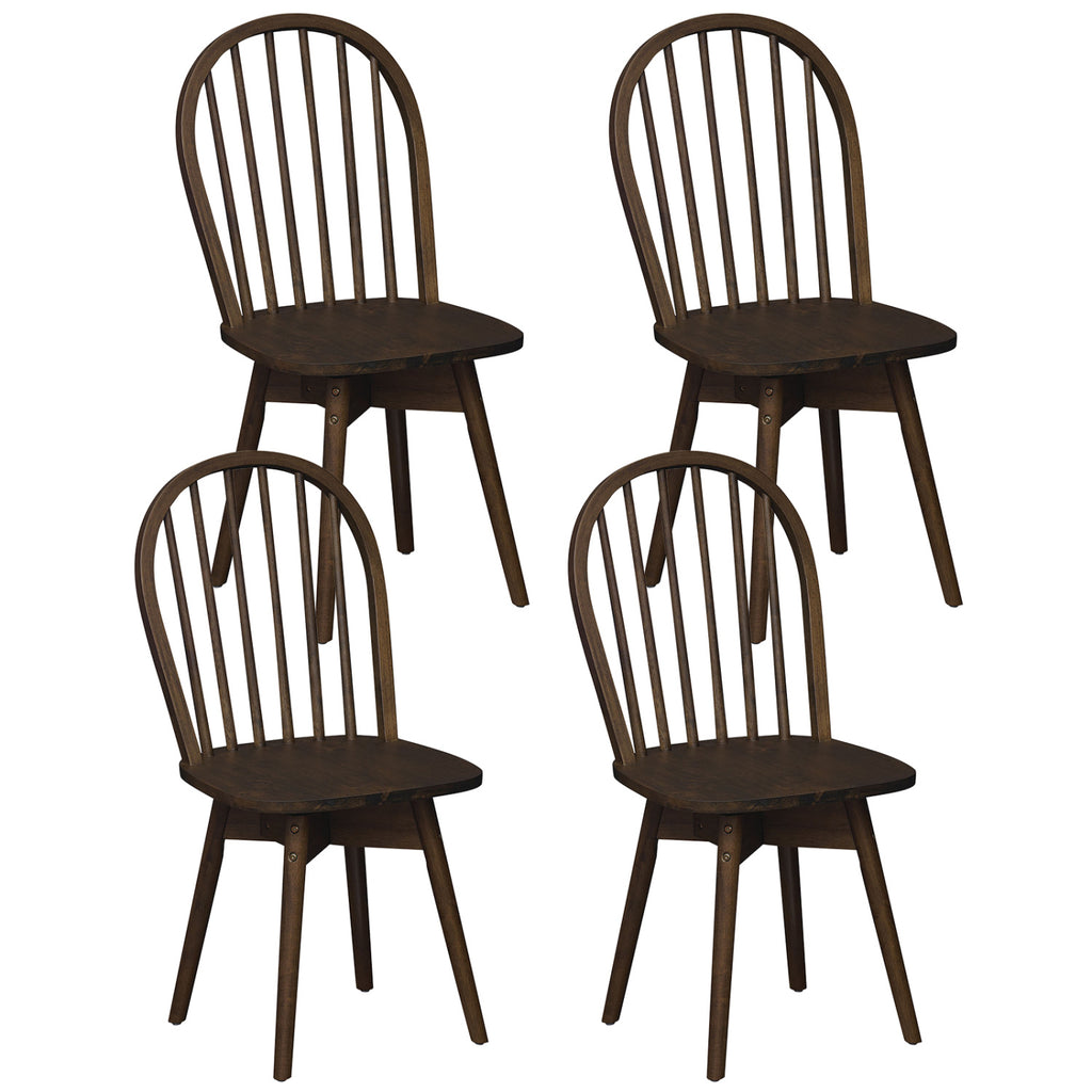 Swivel Windsor Dining Chairs Set of 4, Walnut