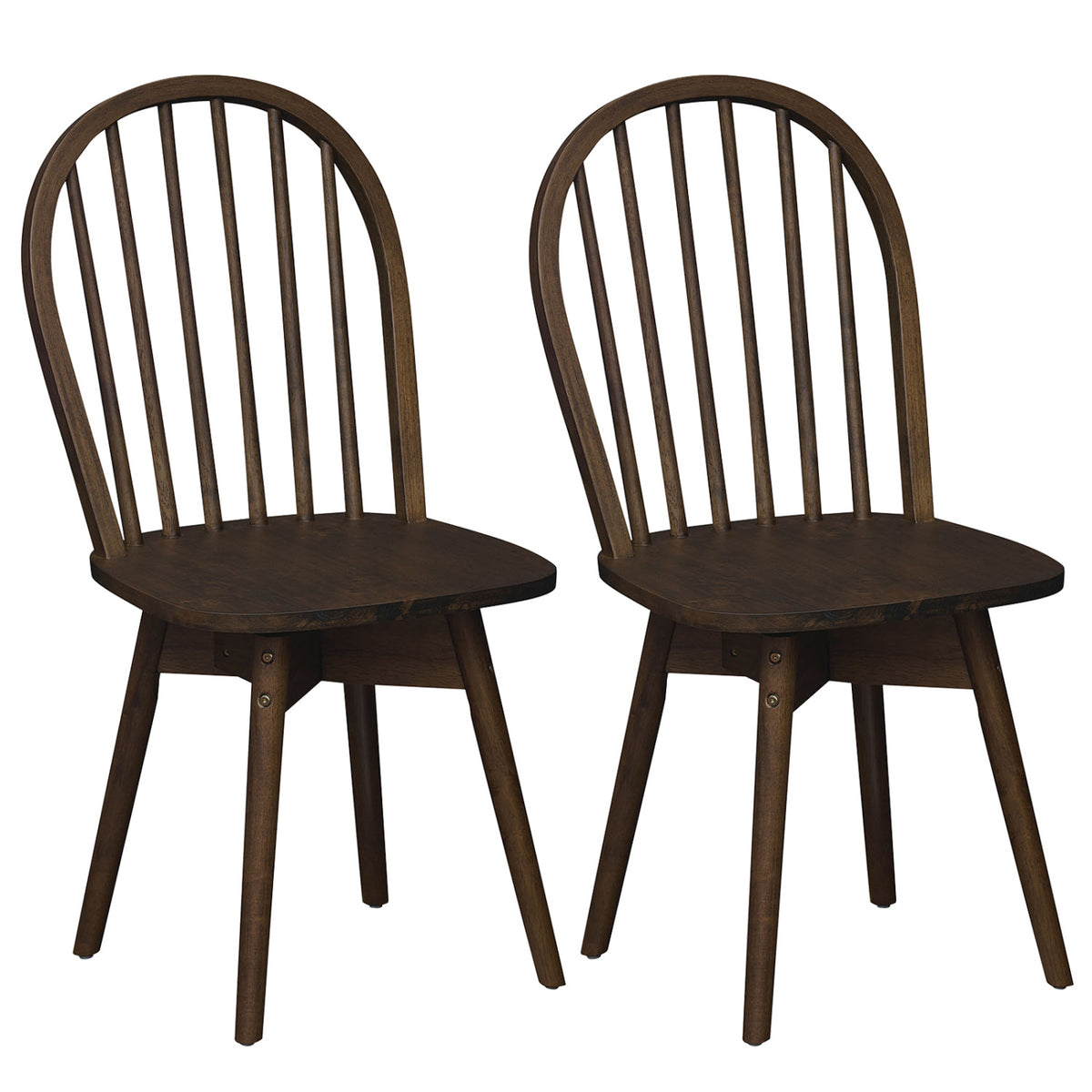 Swivel Windsor Dining Chairs Set of 4, Walnut