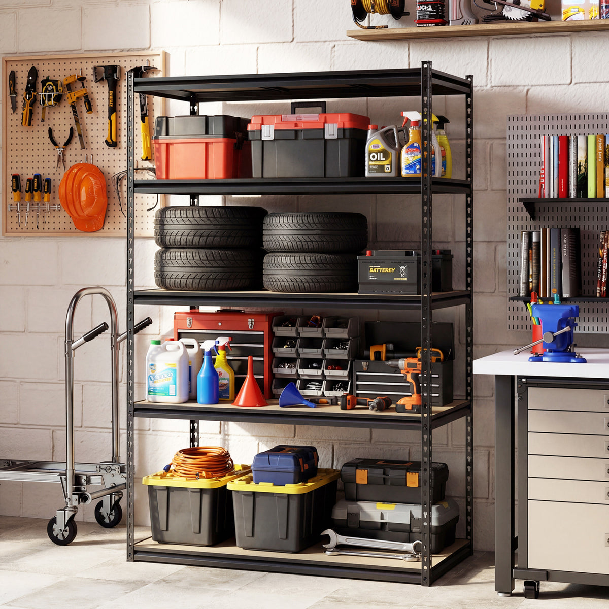 5-Tier Garage Shelving Unit 2200 LBS Heavy Duty with MDF Boards 48" x 24" x 72"