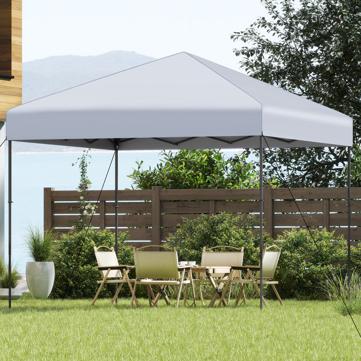 10x10 Pop-Up Canopy Tent with Carrying Bag & Stakes - Blue