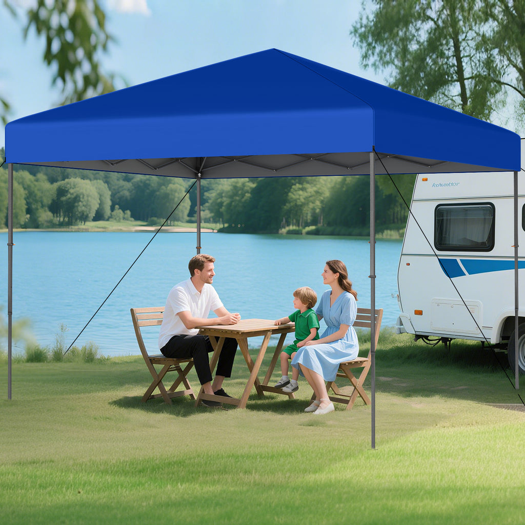 10x10 Pop-Up Canopy Tent with Carrying Bag & Stakes - Blue