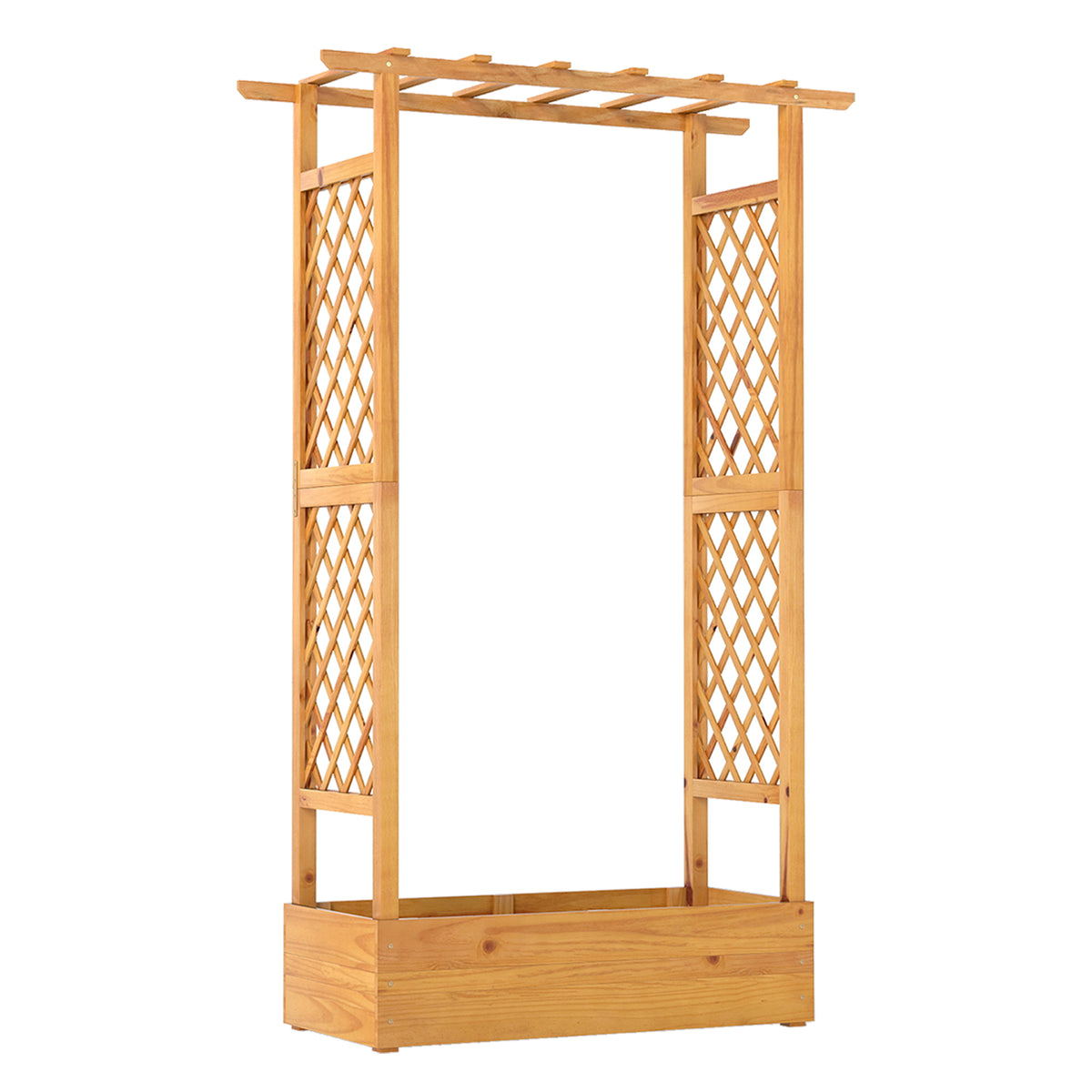 Wooden Raised Garden Bed with Lattice Trellis and Roof - 60 Inch, Orange
