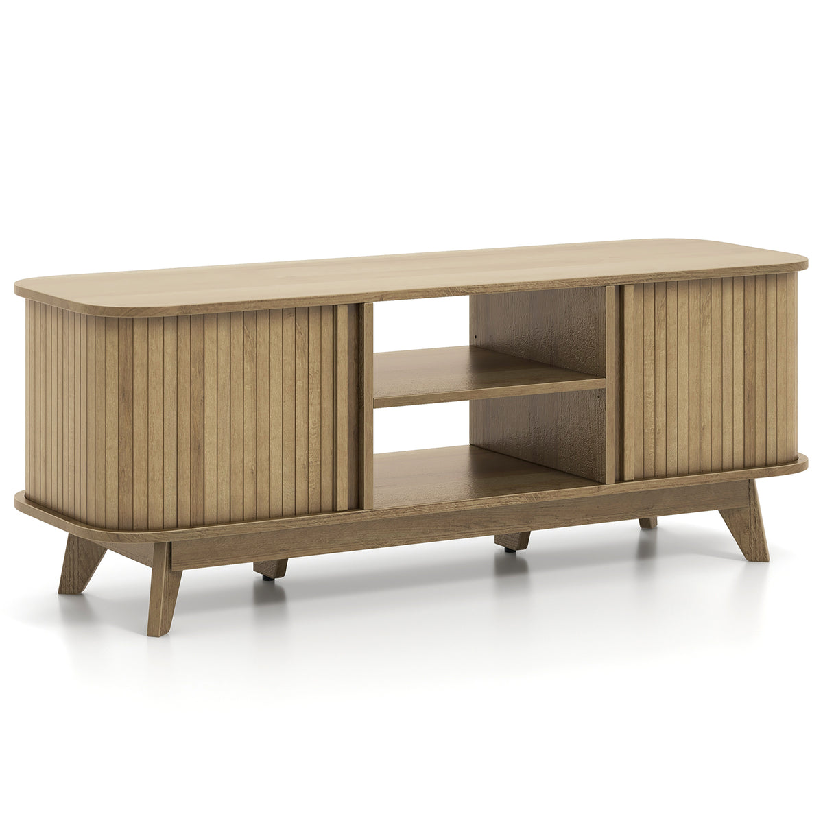 55-Inch TV Stand with Dual Sliding Doors - Oak
