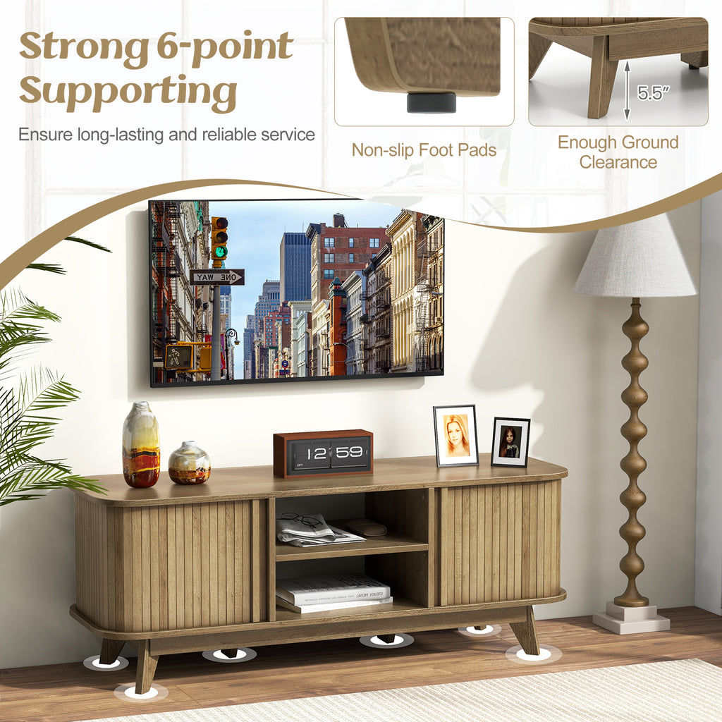 55-Inch TV Stand with Dual Sliding Doors - Oak
