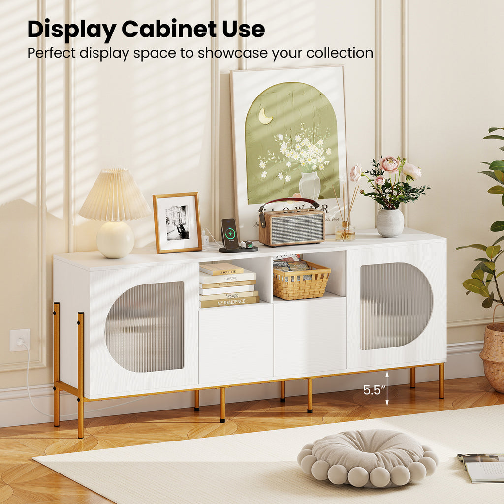 TV Stand for 70 Inch TV with Storage Drawers & Outlets - White
