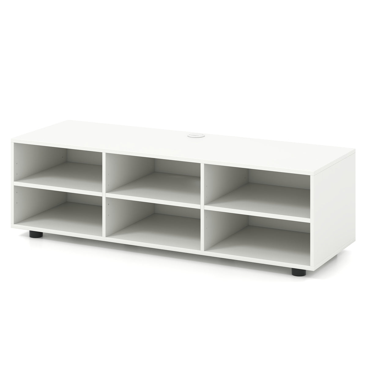 55 Inch TV Stand with 6 Storage Compartments - White