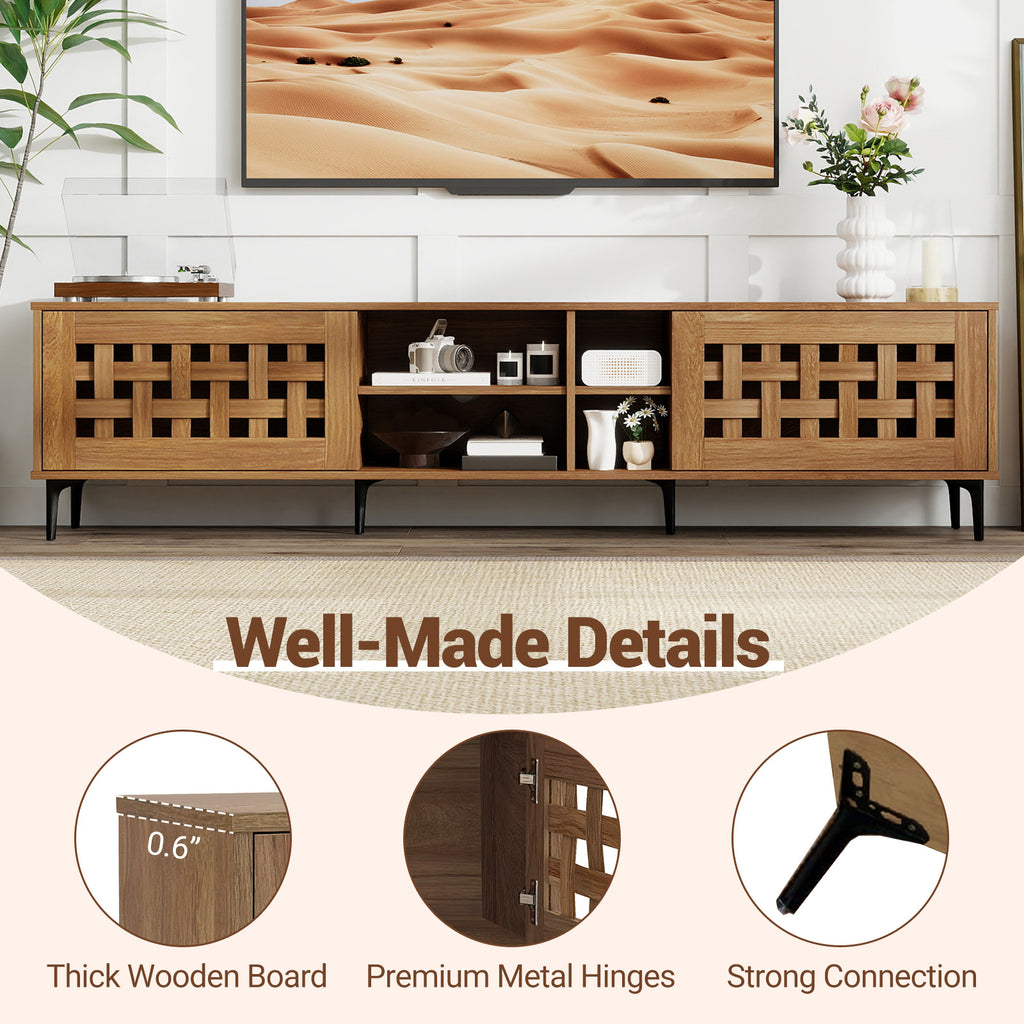TV Stand for 80" TVs with 2 Doors & Storage - Walnut