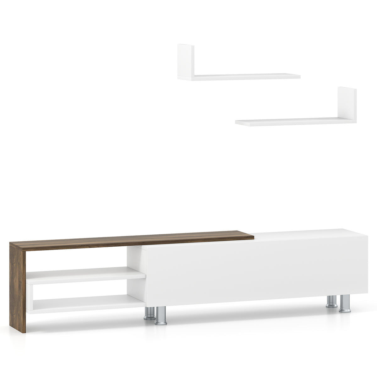 Mid-Century Modern TV Stand for 85 Inch TVs, Walnut