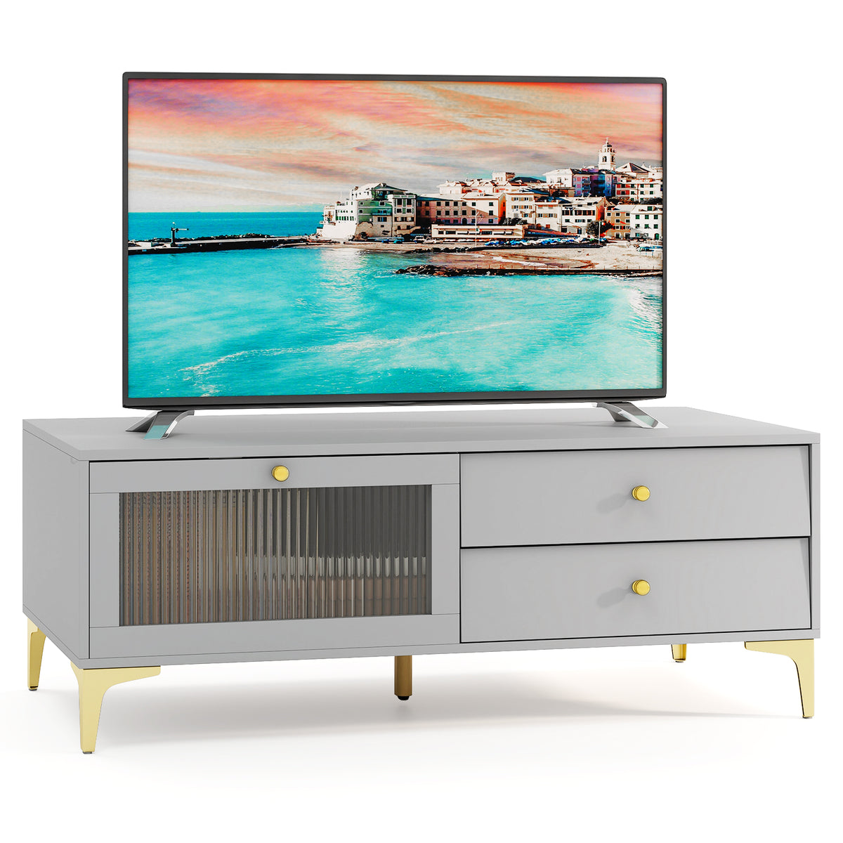 TV Stand with Storage Drawers for 55 Inch TVs - Gray