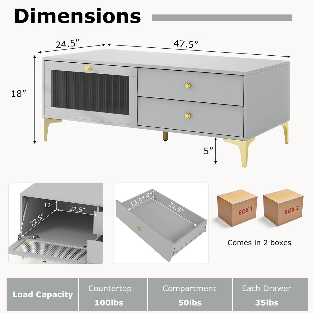 TV Stand with Storage Drawers for 55 Inch TVs - Gray