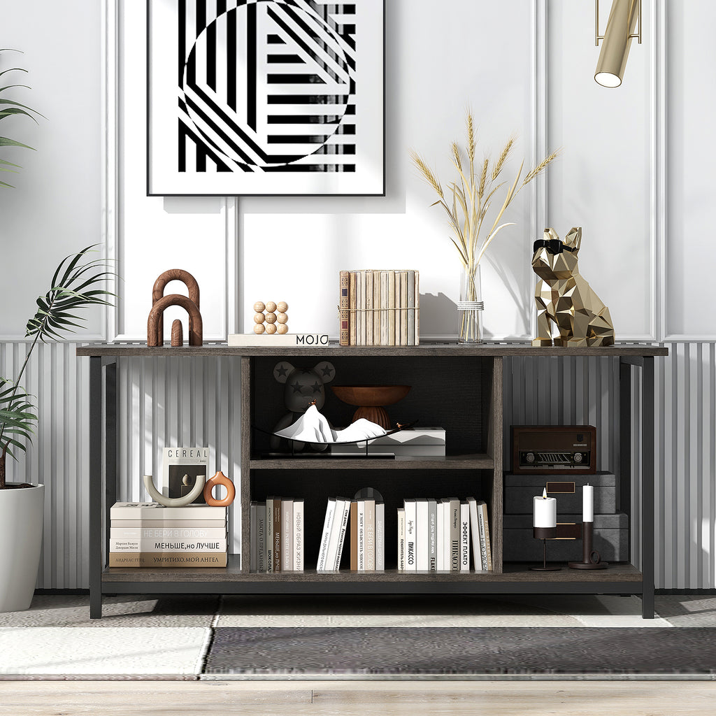 3-Tier TV Stand with Power Outlet & USB - Gray
