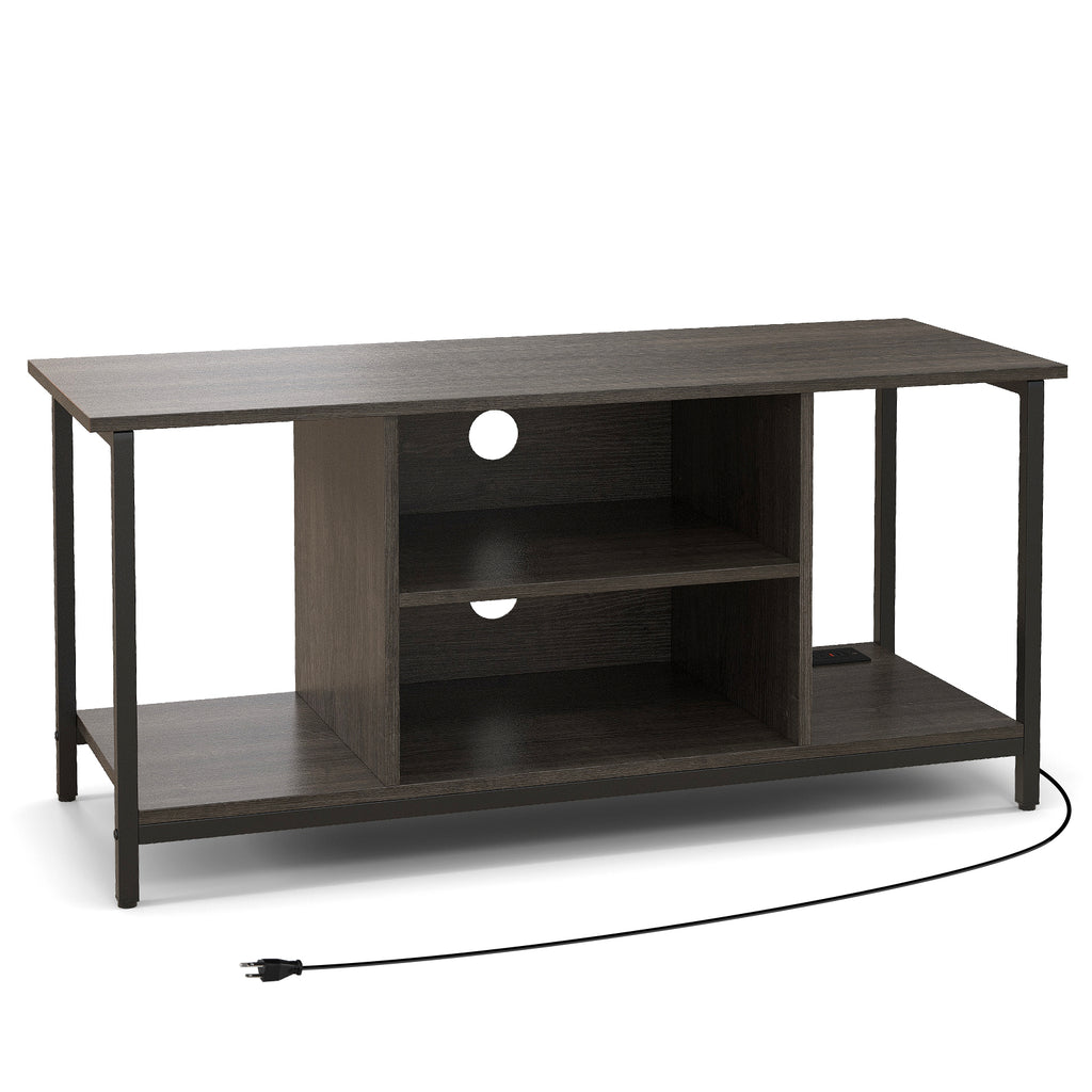 3-Tier TV Stand with Power Outlet & USB - Gray