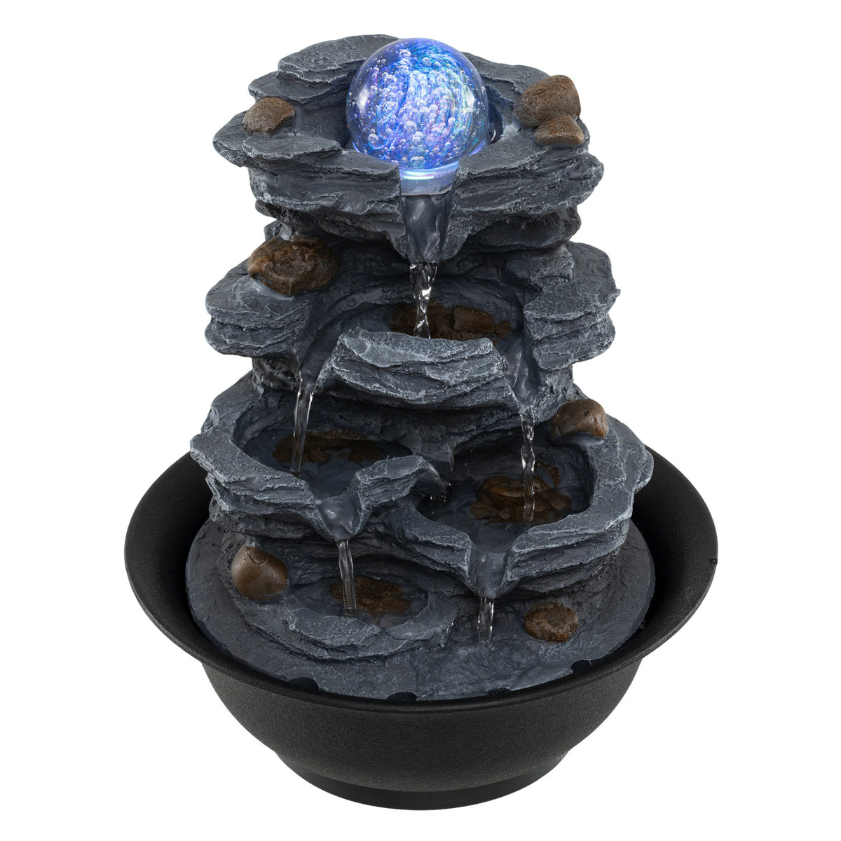 Tabletop Water Fountain with Crystal Ball & Color-Changing LED Light - B