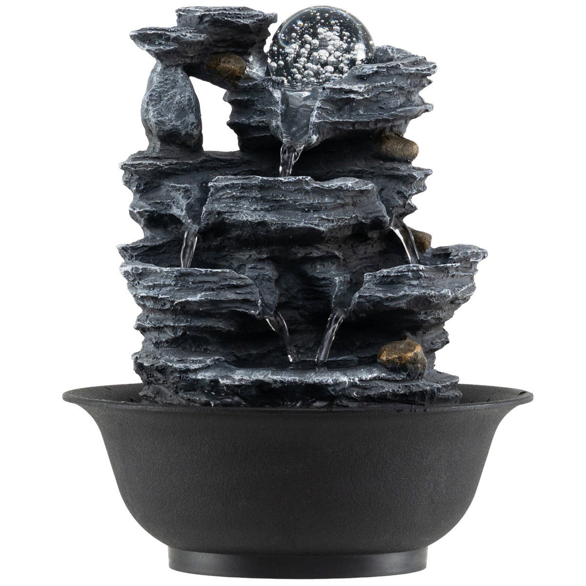 Tabletop Water Fountain with Crystal Ball & Color-Changing LED Light - B