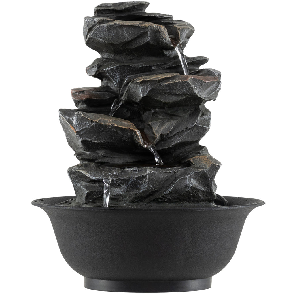 Tabletop Water Fountain with LED Light Indoor Desktop Cascading Water Feature - Without Crystal Ball