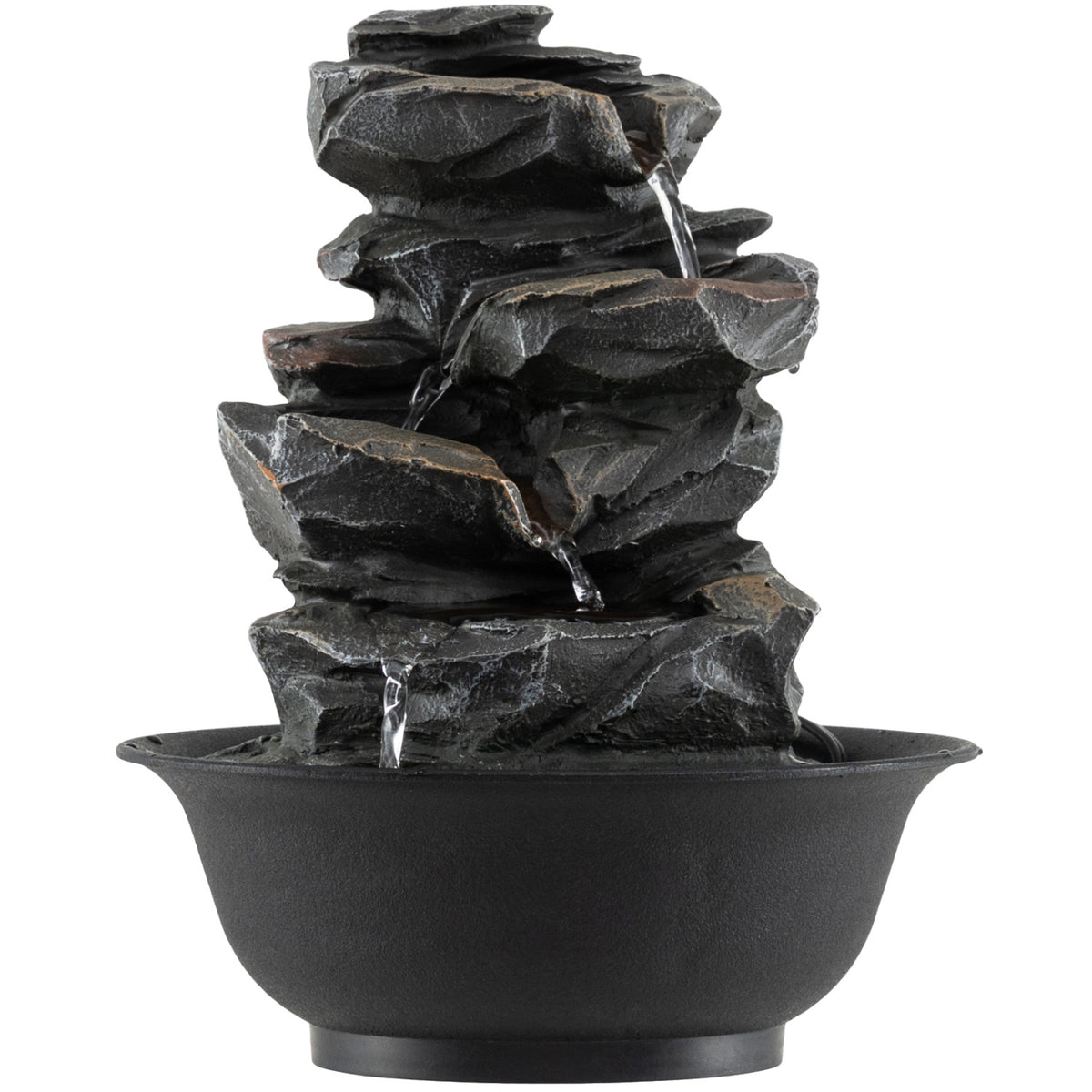 Tabletop Water Fountain with LED Light Indoor Desktop Cascading Water Feature - Without Crystal Ball