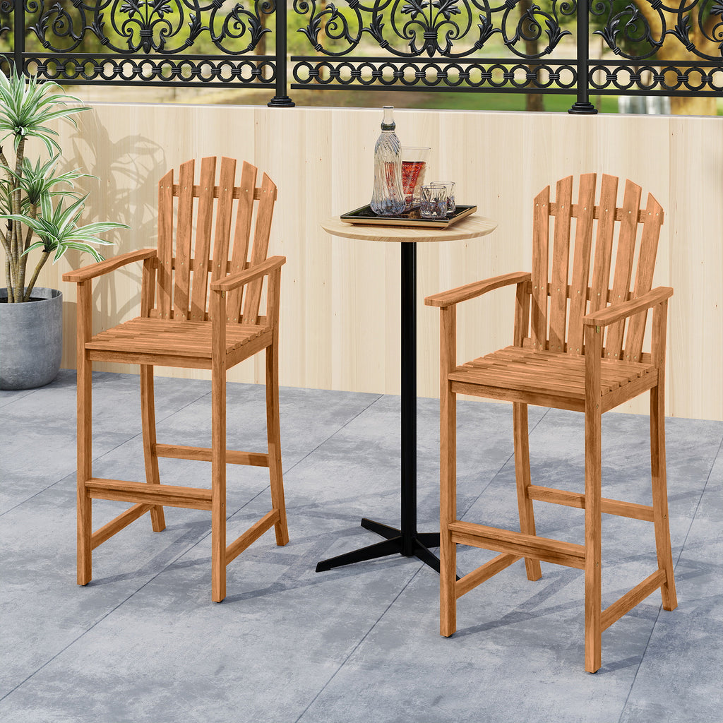 Tall Adirondack Chair with Armrests and Footrest – Natural